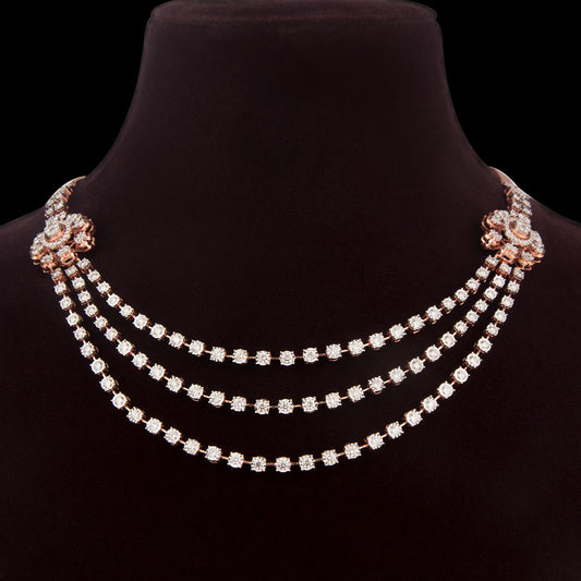 14K Rose Gold Diamond Necklace - 5.94ct VVS-VS-IJ