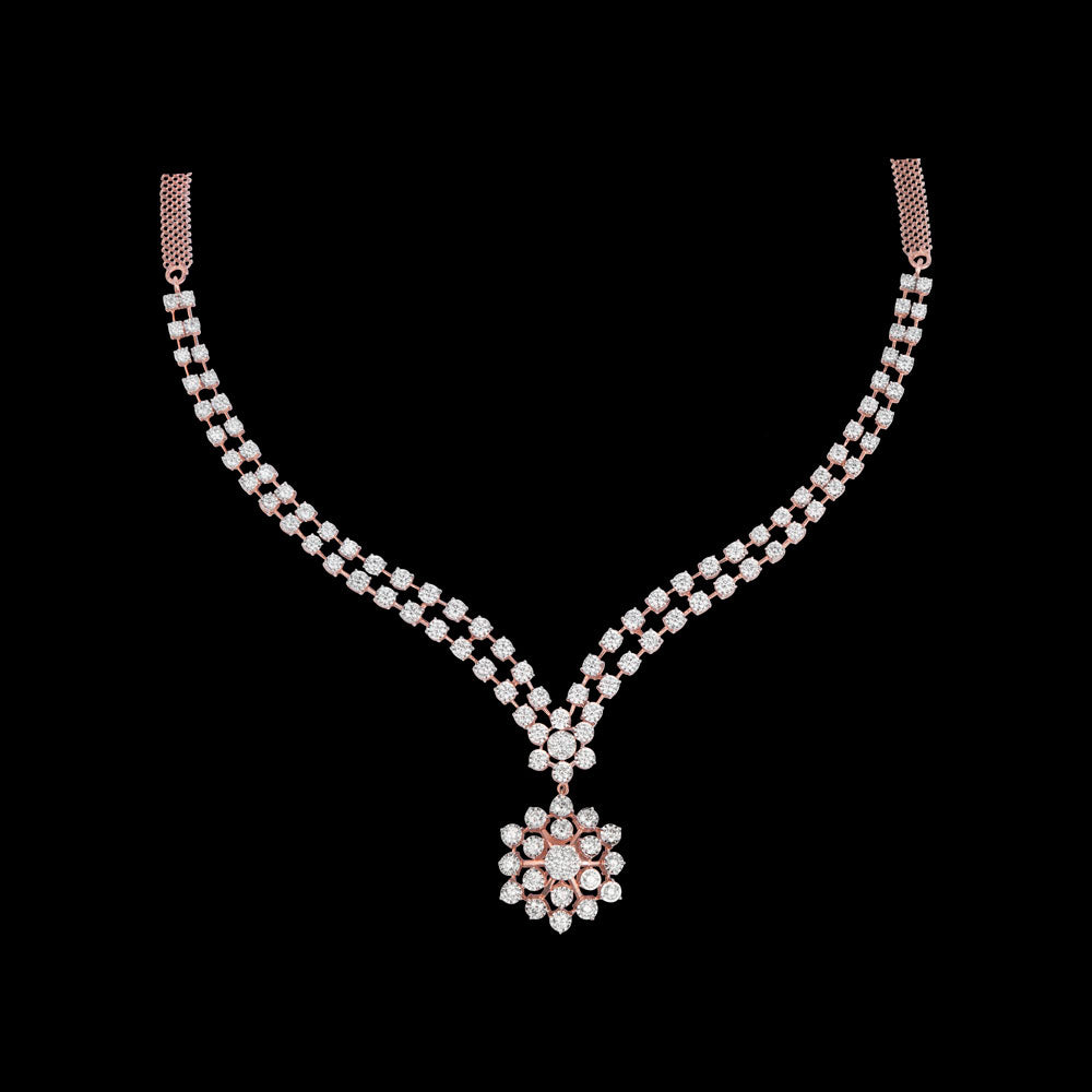 14K Rose Gold Diamond Necklace - 5.36ct VVS-VS-HI