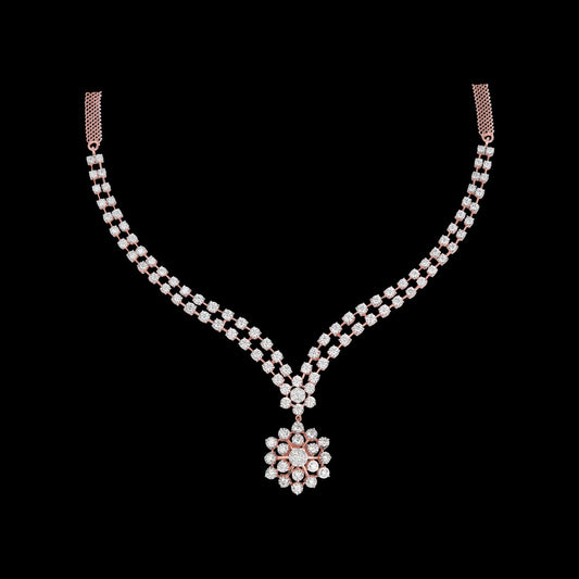 14K Rose Gold Diamond Necklace - 5.36ct VVS-VS-HI