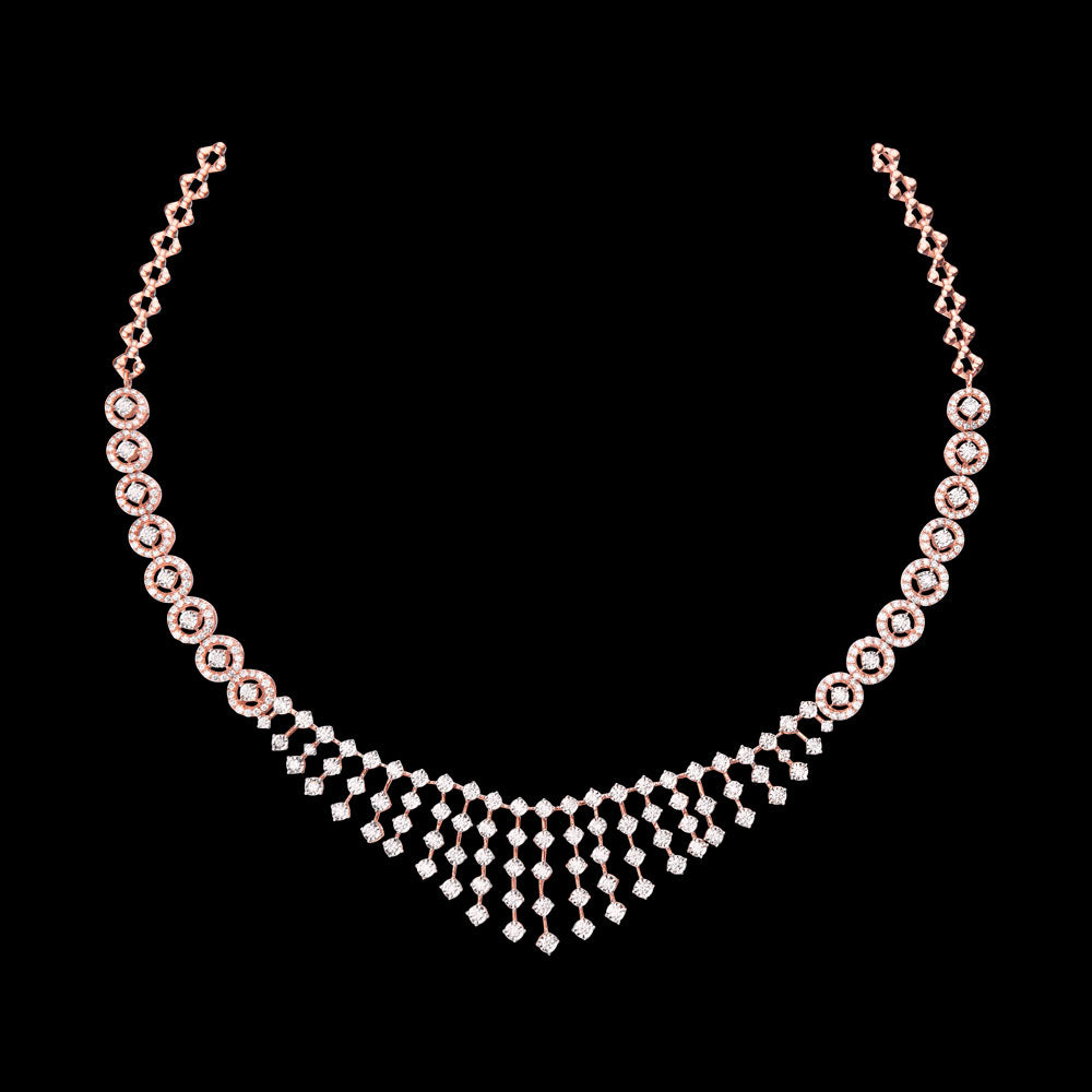 14K Rose Gold Diamond Necklace - 3.169ct VVS-VS-GH