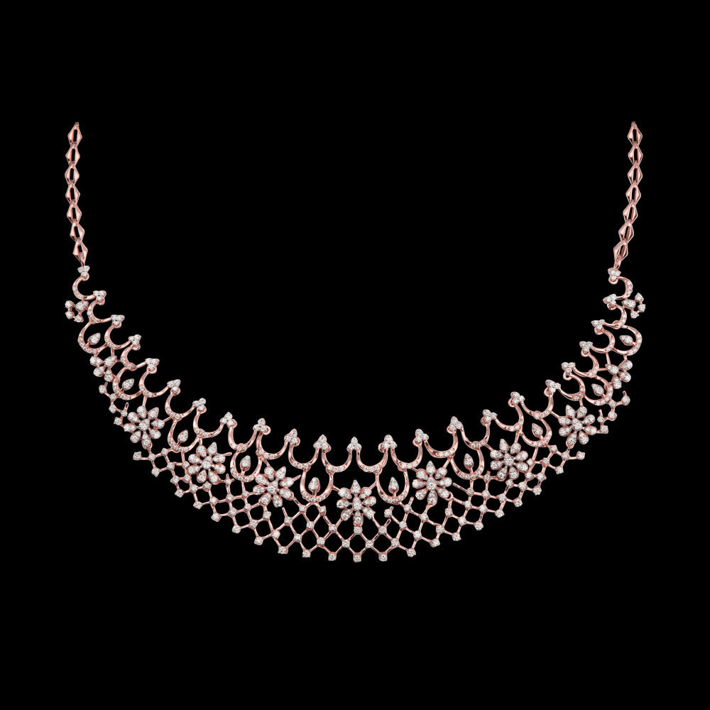 18K Rose Gold Diamond Necklace - 3.835ct VVS-VS-GH