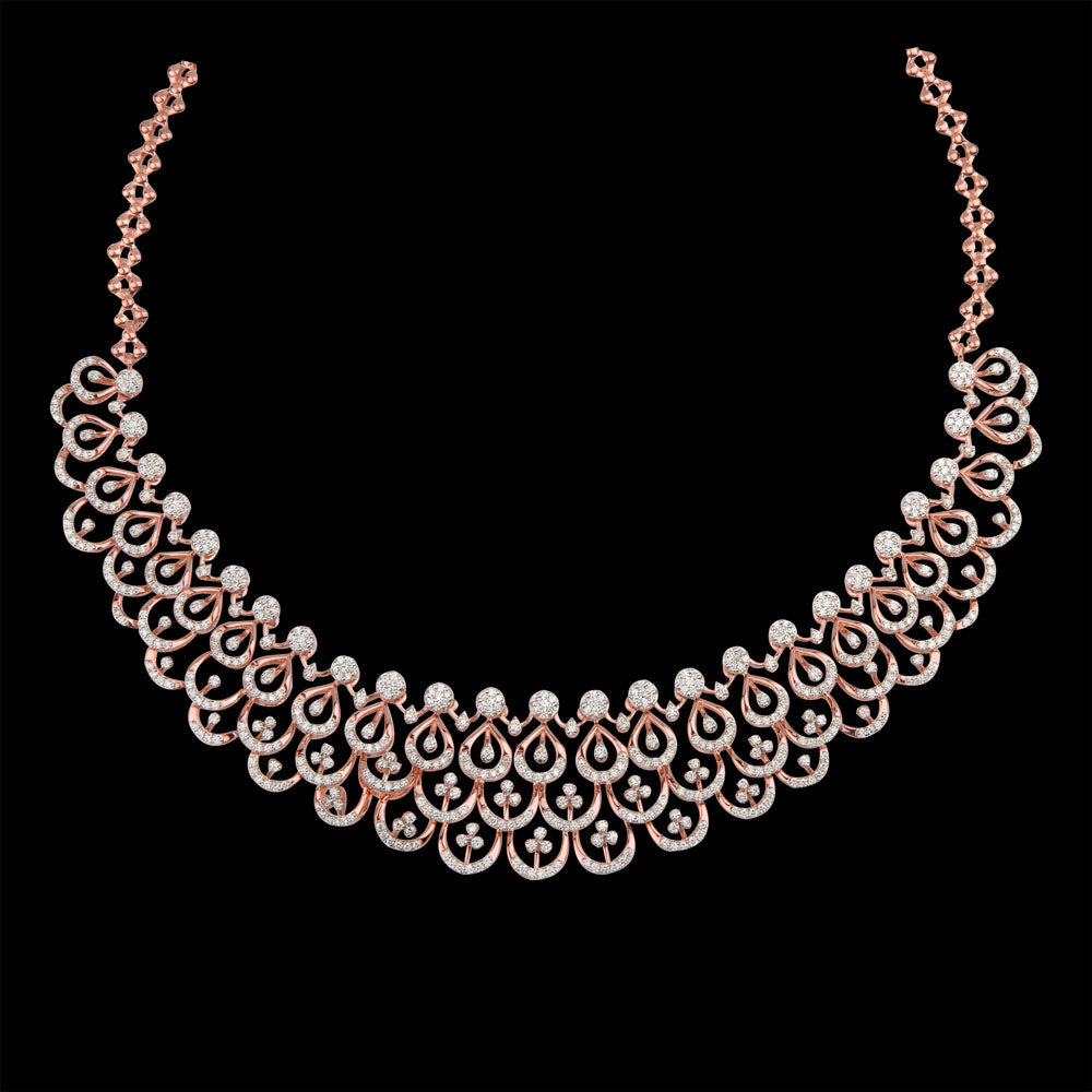 18K Rose Gold Diamond Necklace - 4.908ct VVS-VS-GH