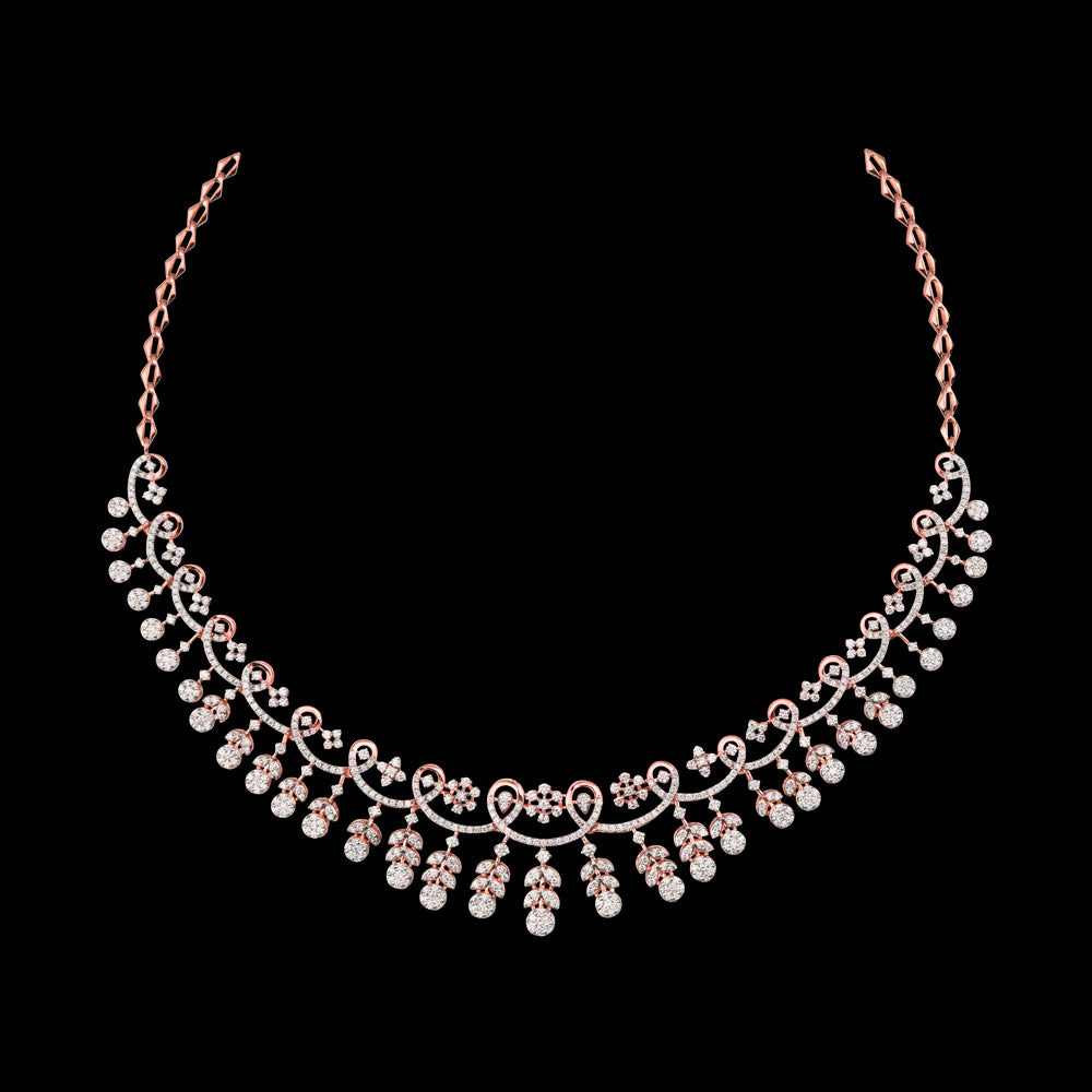 18K Rose Gold Diamond Necklace - 4.812ct VVS-VS-GH