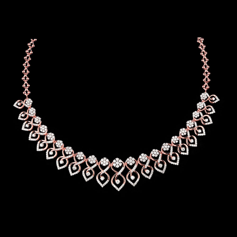 14K Rose Gold Diamond Necklace - 4.046ct VVS-VS-GH