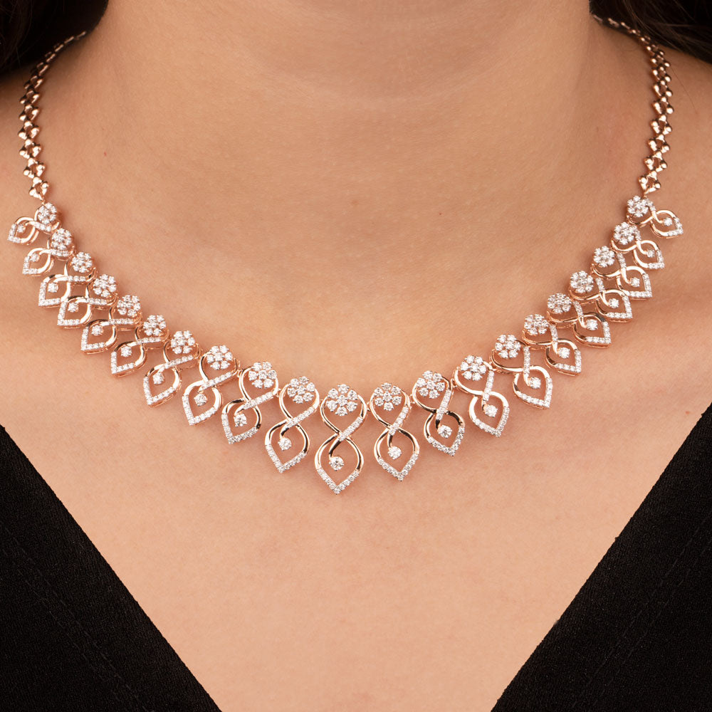 14K Rose Gold Diamond Necklace - 4.046ct VVS-VS-GH
