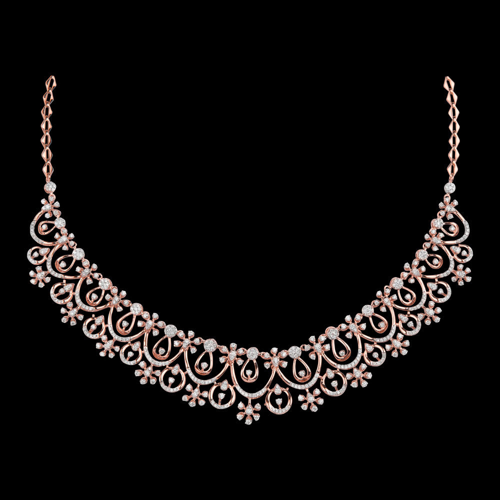 18K Rose Gold Diamond Necklace - 3.362ct VVS-VS-GH