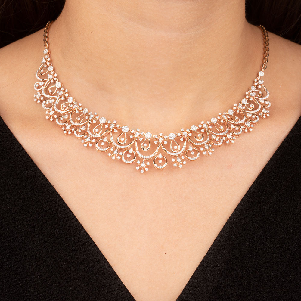 18K Rose Gold Diamond Necklace - 3.362ct VVS-VS-GH