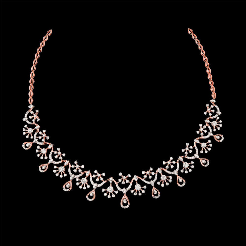 18K Rose Gold Diamond Necklace - 3.373ct VVS-VS-GH