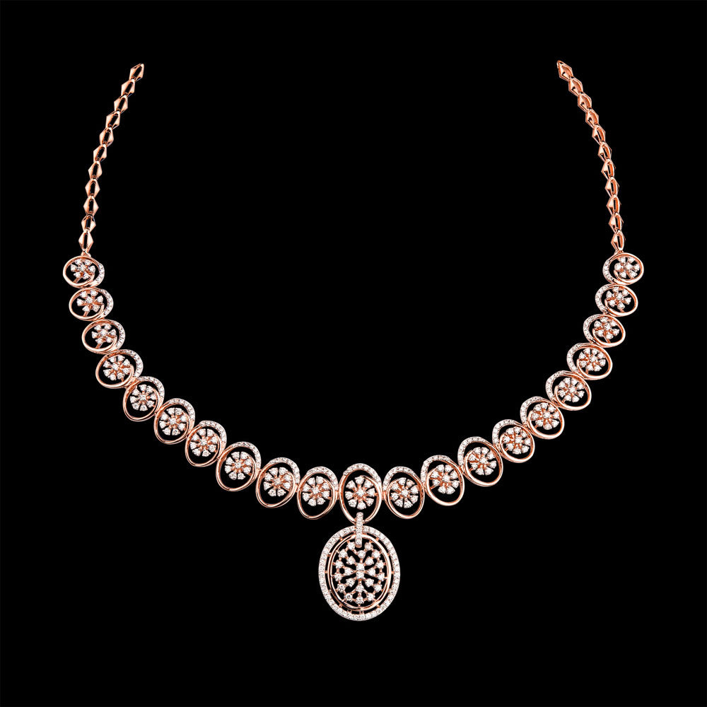 18K Rose Gold Diamond Necklace - 3.027ct VVS-VS-GH
