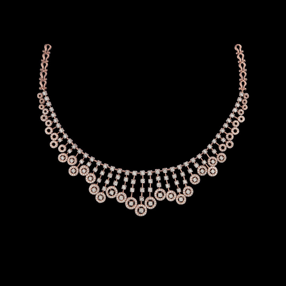 14K Rose Gold Diamond Necklace - 4.37ct VVS-VS-IJ