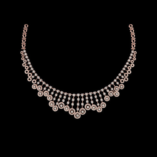 14K Rose Gold Diamond Necklace - 4.37ct VVS-VS-IJ