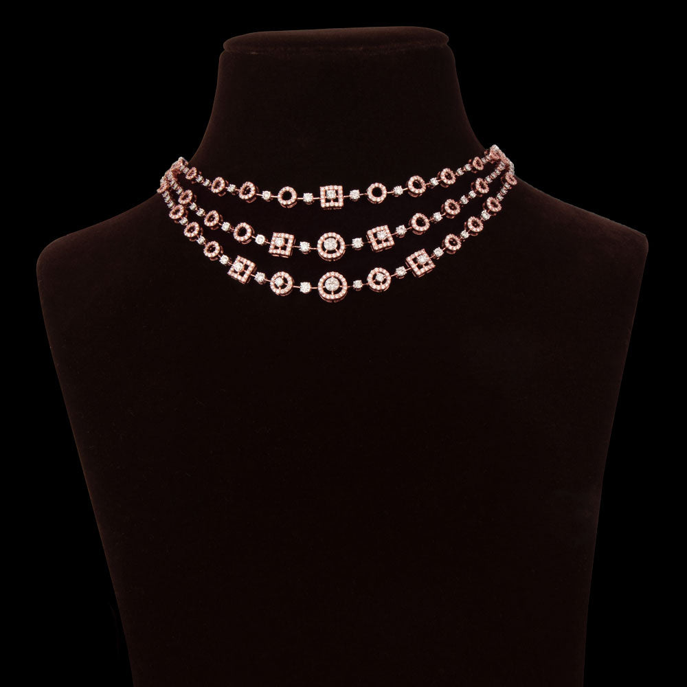 14K Rose Gold Diamond Necklace - 4.35ct VVS-VS-GH