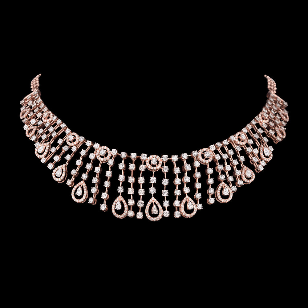 14K Rose Gold Diamond Necklace - 4.336ct VVS-VS-GH