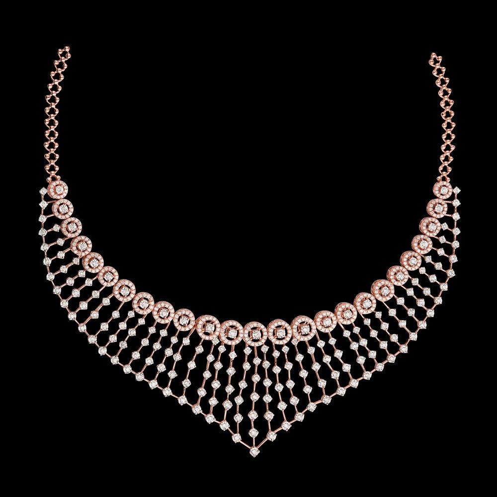14K Rose Gold Diamond Necklace - 4.557ct VVS-VS-GH