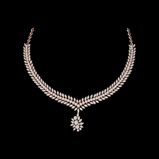 14K Rose Gold Diamond Necklace - 3.68ct VS-SI-FG