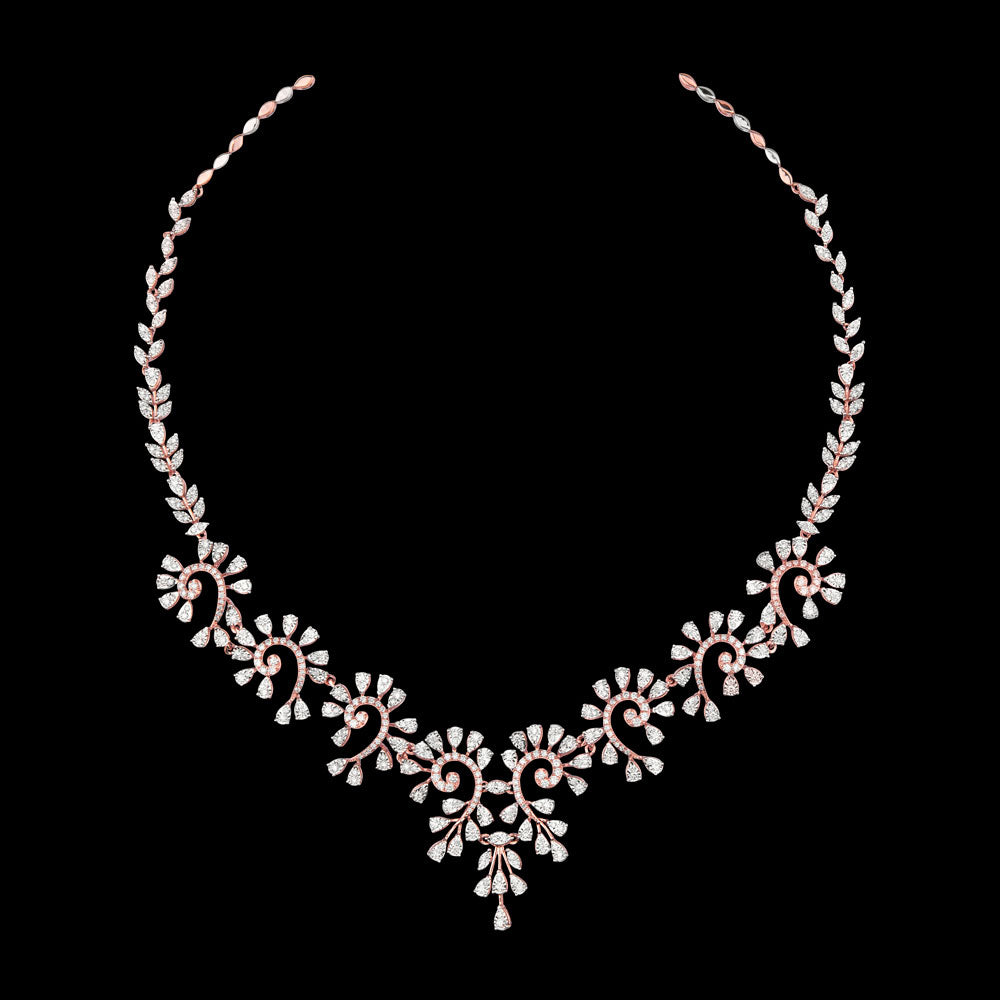 14K Rose Gold Diamond Necklace - 3.52ct VS-SI-FG