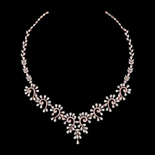 14K Rose Gold Diamond Necklace - 3.52ct VS-SI-FG