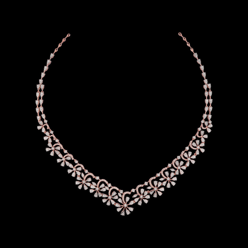 18K Rose Gold Diamond Necklace - 3.183ct VVS-VS-GH