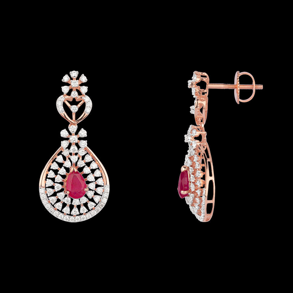 18K Rose Gold Diamond Jewellery - 1.802ct VVS-VS-GH with Colour Stones