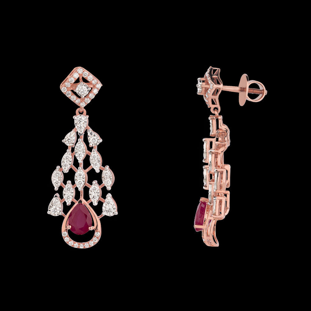 14K Rose Gold Diamond Jewellery - 1.061ct VS-SI-GH with Colour Stones