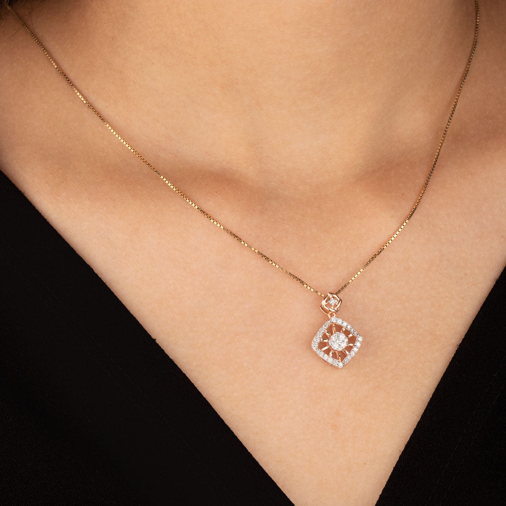 14K Rose Gold Diamond Pendant - 0.4ct VVS-VS-GH