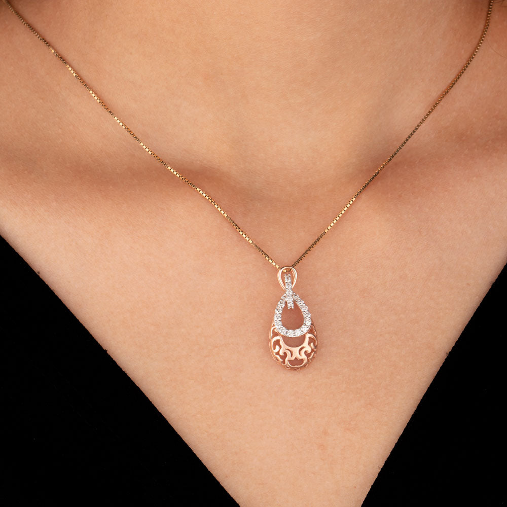 14K Rose Gold Diamond Pendant - 0.39ct VVS-VS-GH