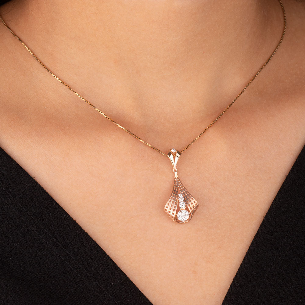 14K Rose Gold Diamond Pendant - 0.31ct VVS-VS-GH