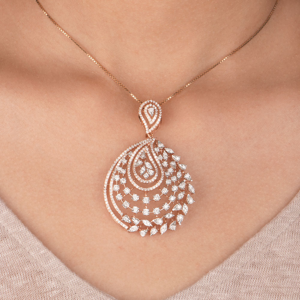 14K Rose Gold Diamond Pendant - 1.82ct SI-HI