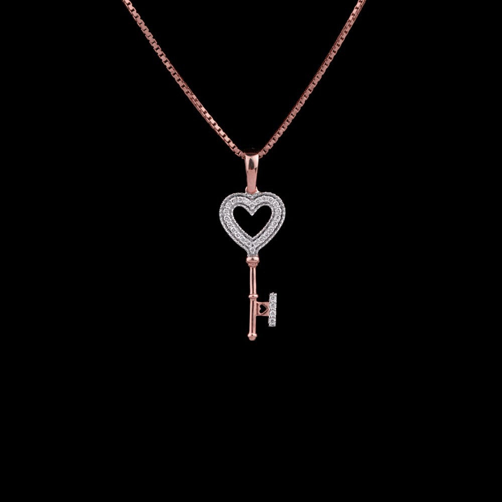 14K Rose Gold Diamond Pendant - 0.15ct SI-GH