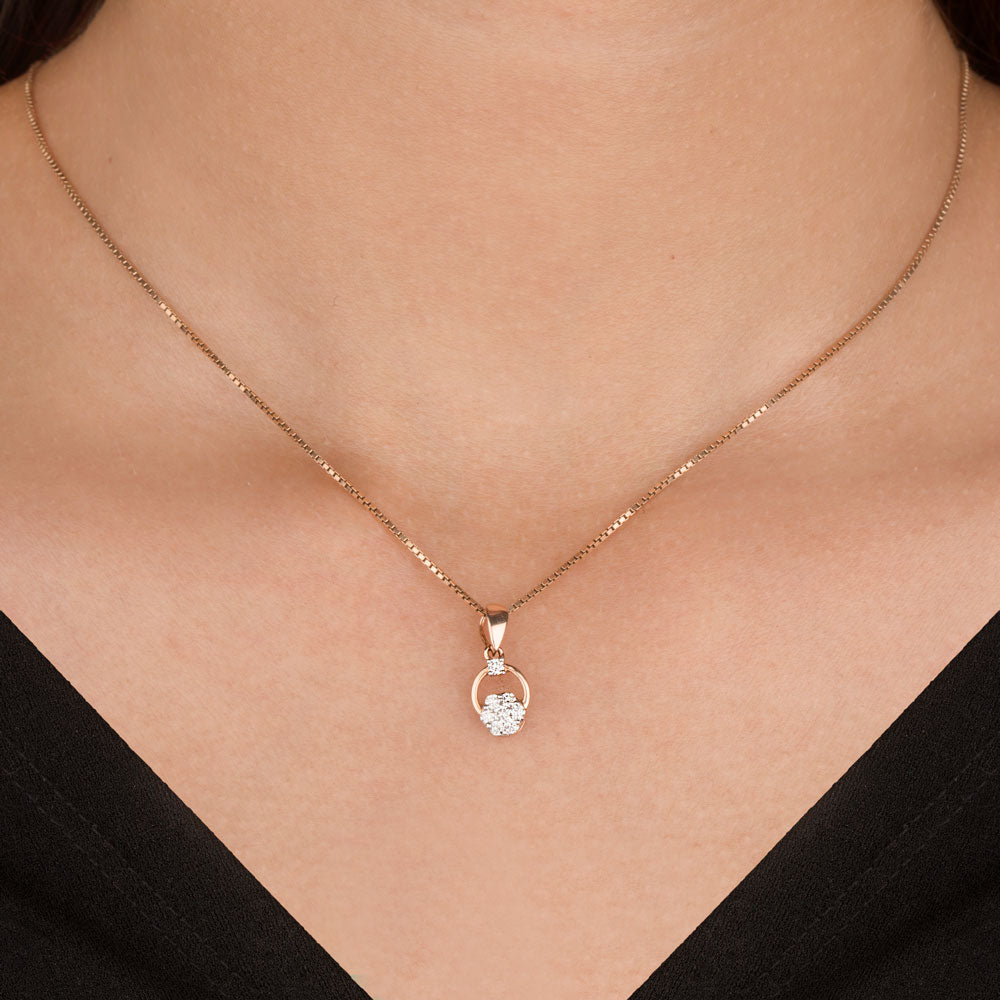 14K Rose Gold Diamond Pendant - 0.19ct SI-GH