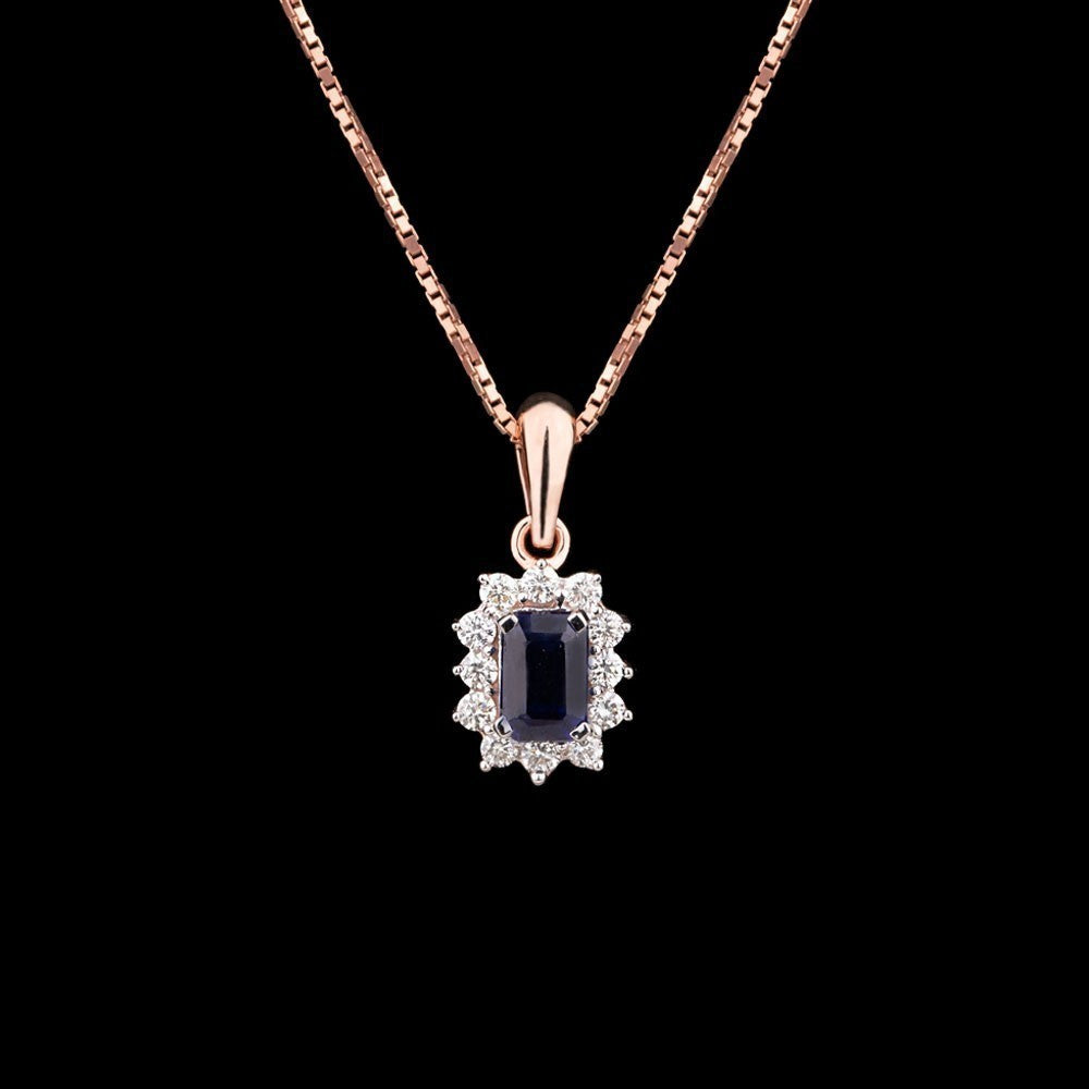 14K Rose Gold Diamond Pendant - 0.28ct VS-IJ with Colour Stones