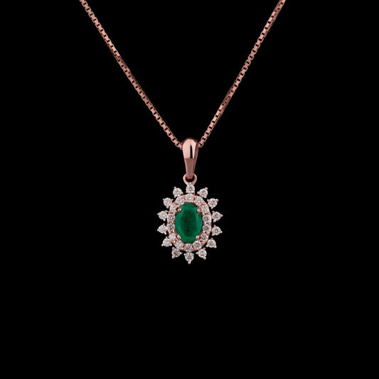 14K Rose Gold Diamond Pendant - 0.3ct VS-GH with Colour Stones