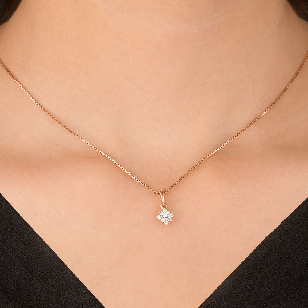 14K Rose Gold Diamond Pendant - 0.15ct SI-IJ