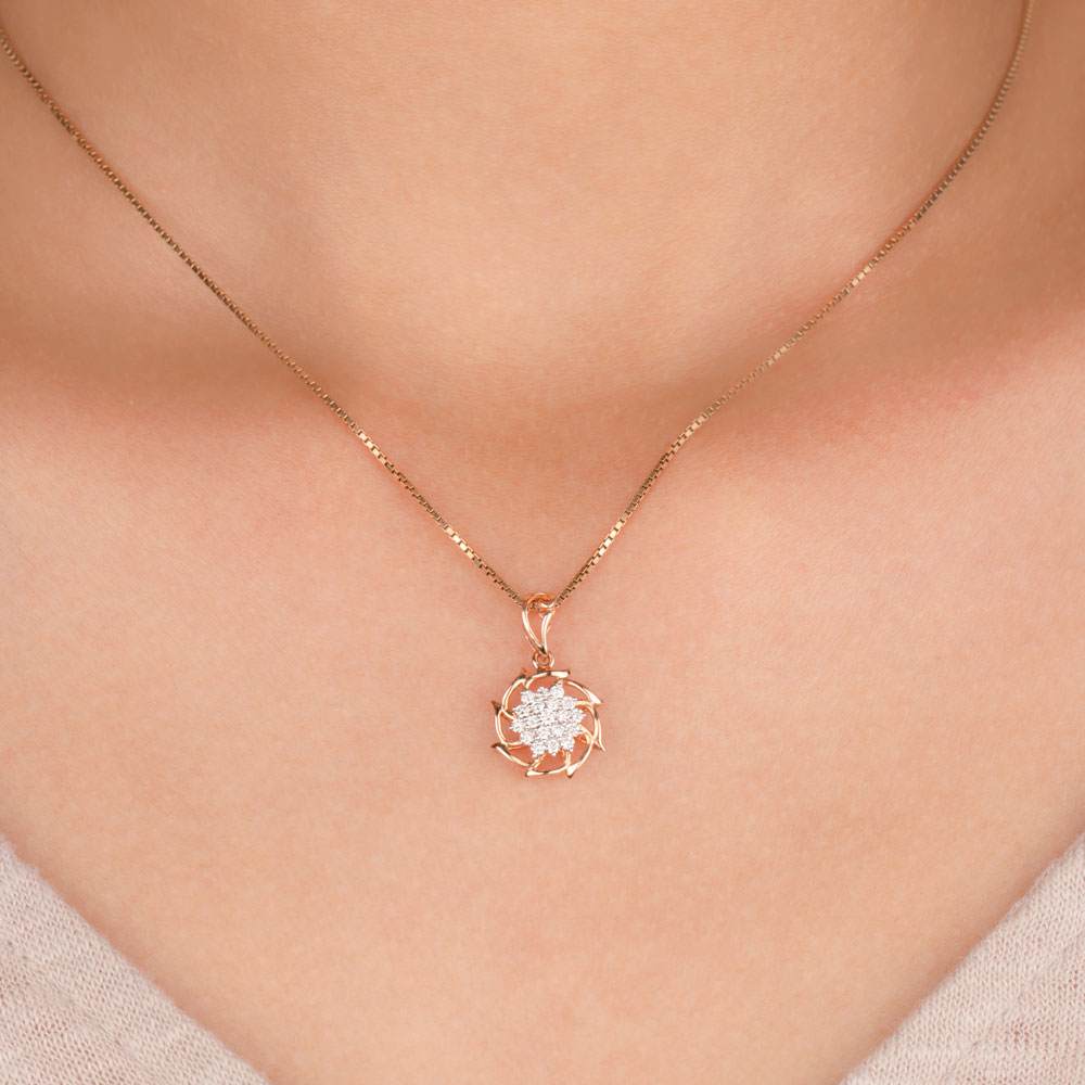 14K Rose Gold Diamond Pendant - 0.22ct SI-GH