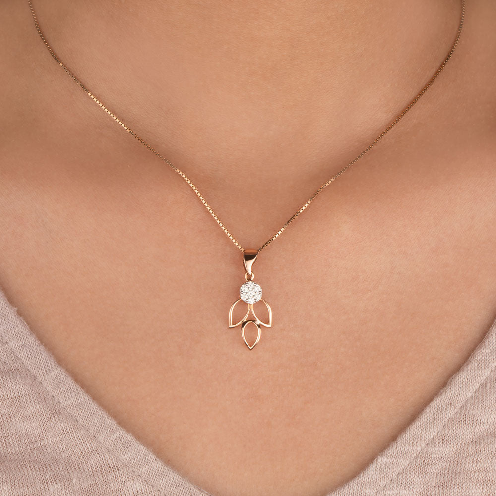 14K Rose Gold Diamond Pendant - 0.21ct VS-JK