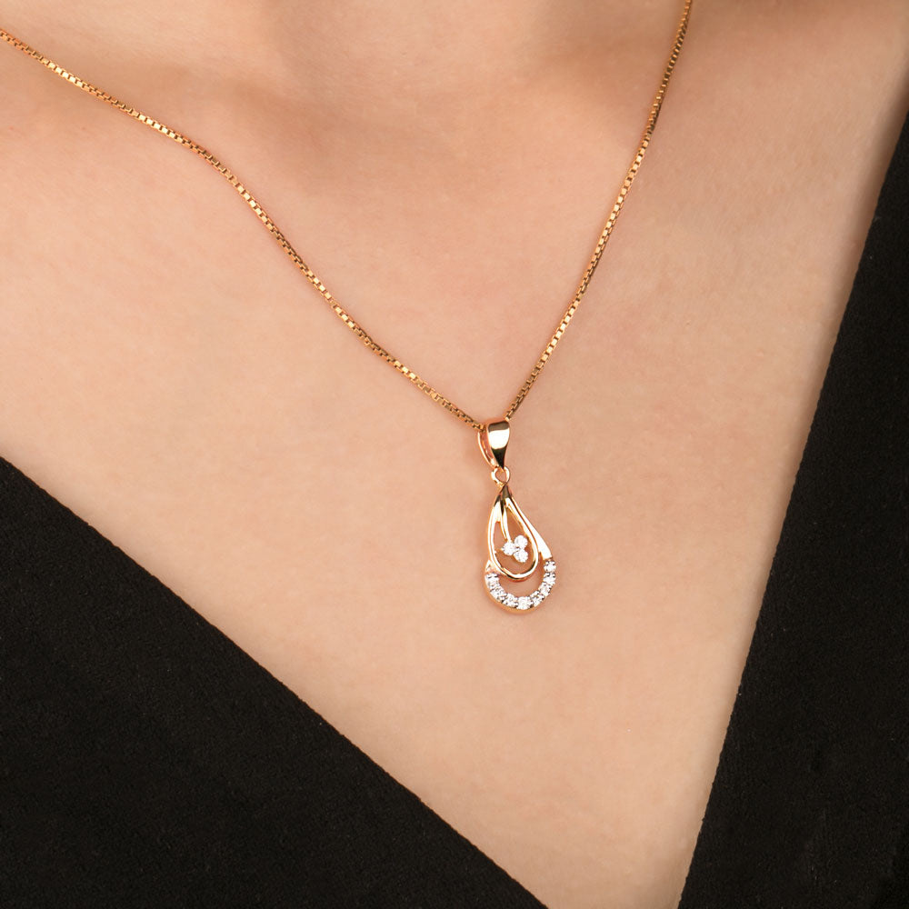 14K Rose Gold Diamond Pendant - 0.13ct SI-GH