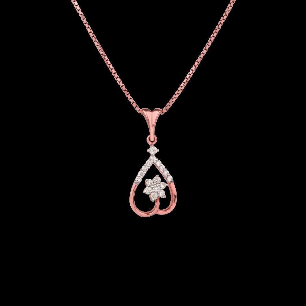 14K Rose Gold Diamond Pendant - 0.21ct SI-IJ