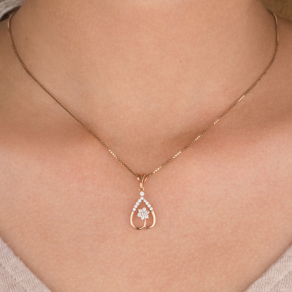 14K Rose Gold Diamond Pendant - 0.21ct SI-IJ