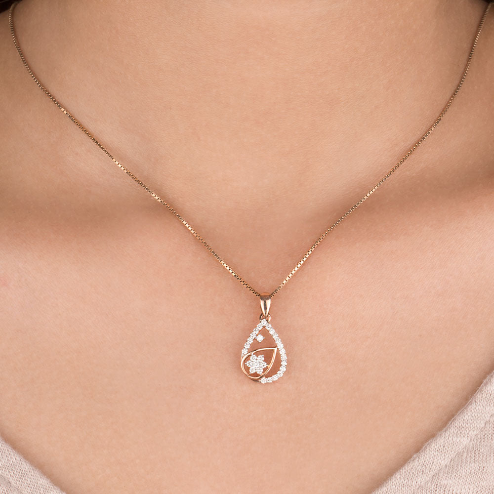 14K Rose Gold Diamond Pendant - 0.32ct SI-GH