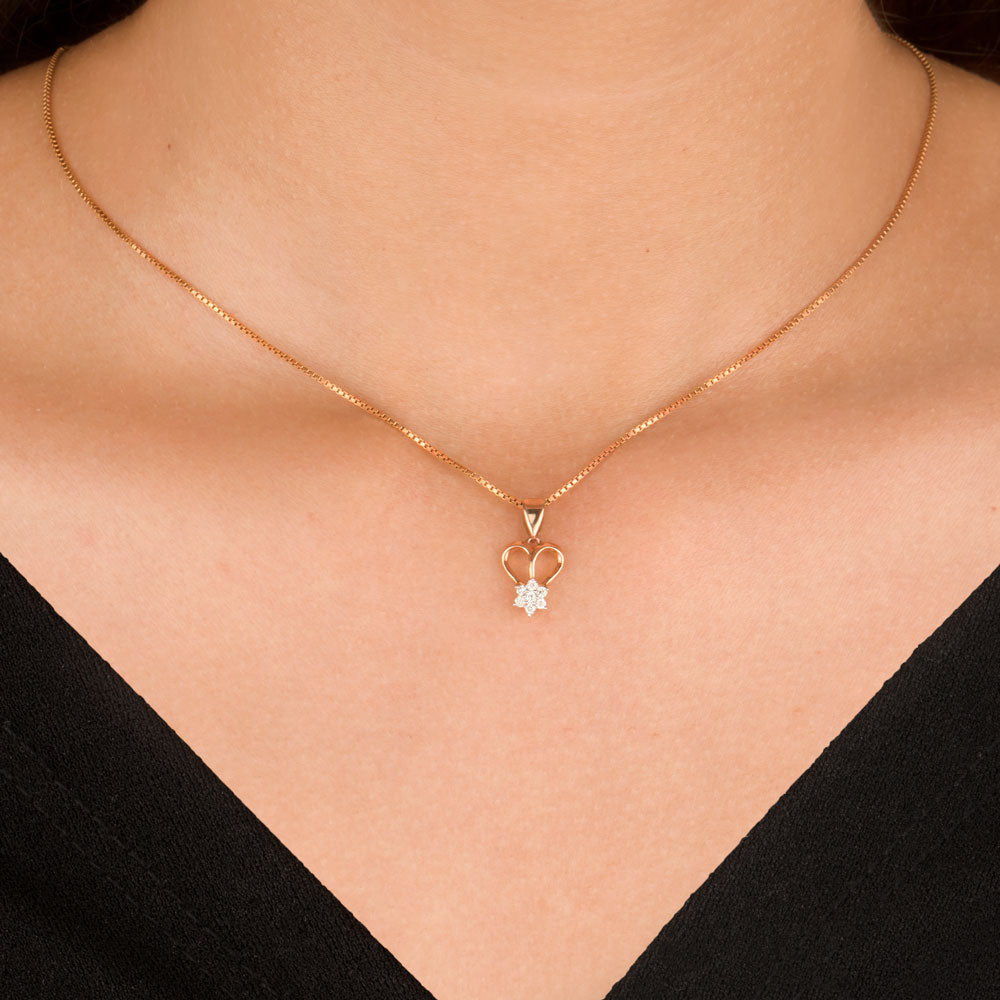 14K Rose Gold Diamond Pendant - 0.11ct SI-IJ
