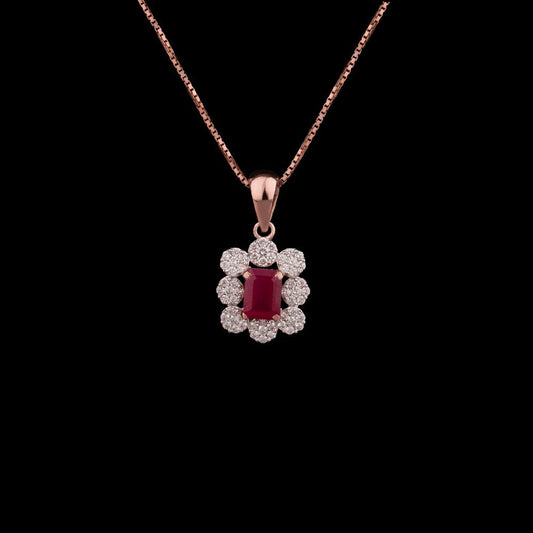 14K Rose Gold Diamond Pendant - 0.6ct VS-GH with Colour Stones