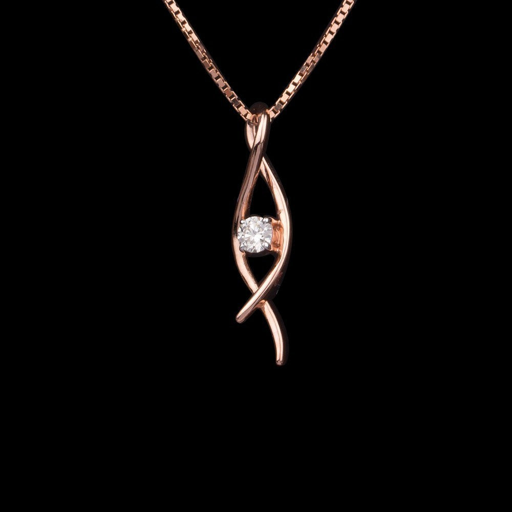 14K Rose Gold Diamond Pendant - 0.15ct VS-GH