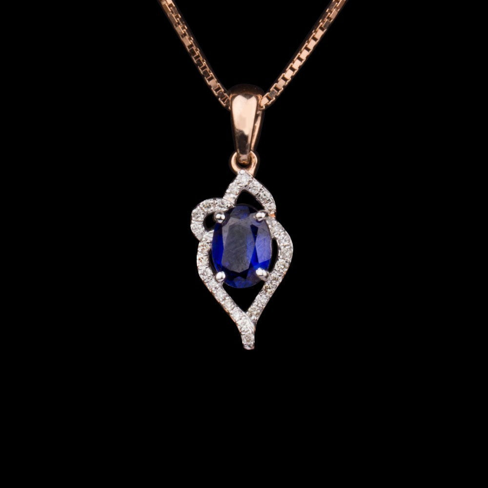 14K Rose Gold Diamond Pendant - 0.11ct SI-IJ with Colour Stones