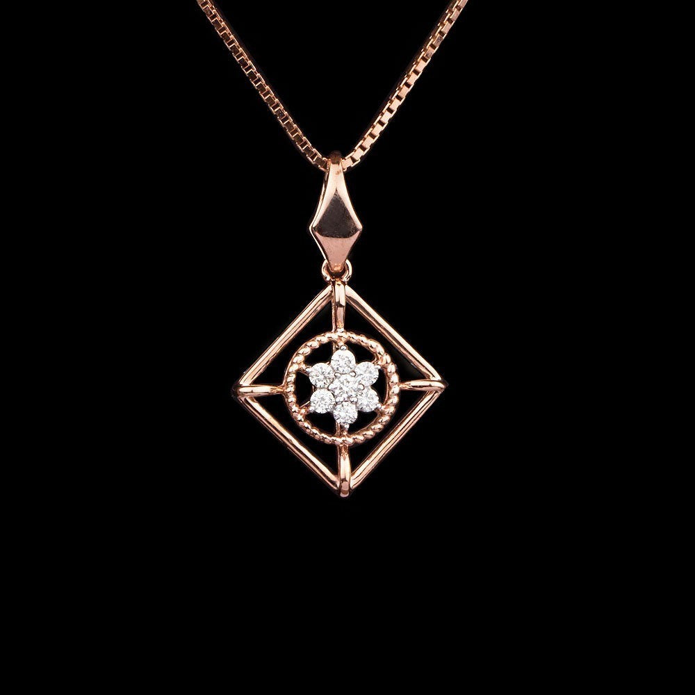14K Rose Gold Diamond Pendant - 0.12ct SI-IJ