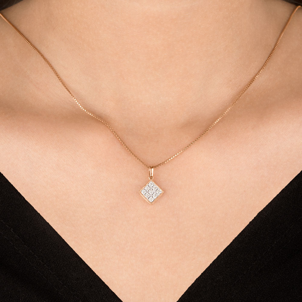 14K Rose Gold Diamond Pendant - 0.28ct VS-JK