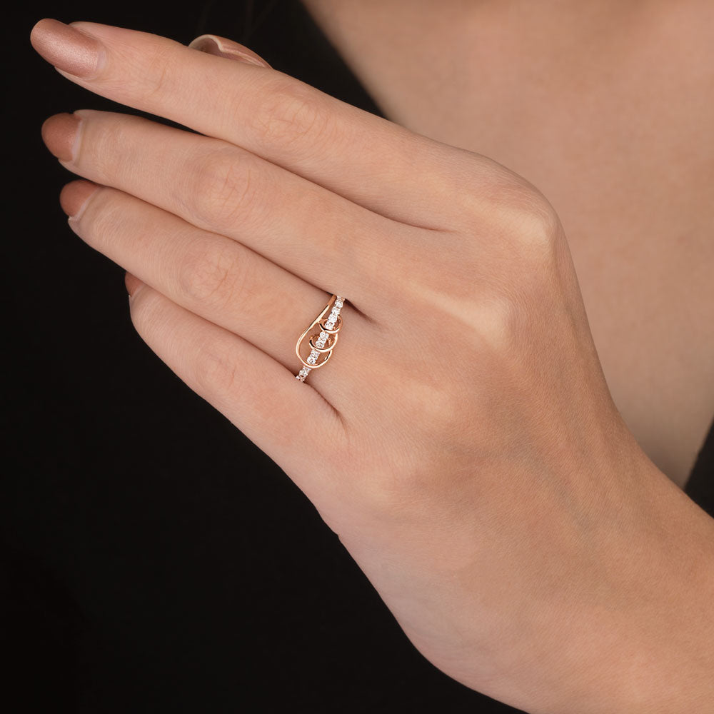 14K Rose Gold Diamond Ring - 0.2ct VS-FG