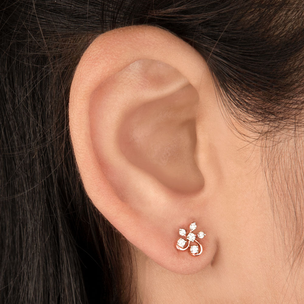 14K Rose Gold Diamond Earrings - 0.17ct VS-IJ