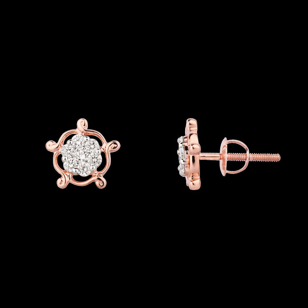 14K Rose Gold Diamond Earrings - 0.28ct VVS-VS-IJ