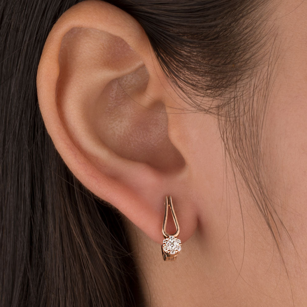 18K Rose Gold Diamond Earrings - 0.26ct SI2-I1-GH