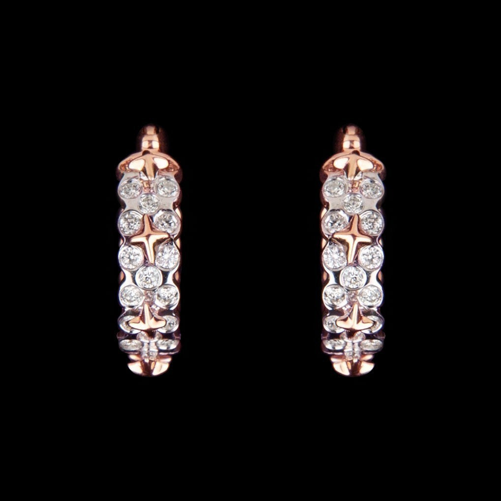 18K Two Tone Gold Diamond Earrings - 0.32ct VVS-VS-IJ